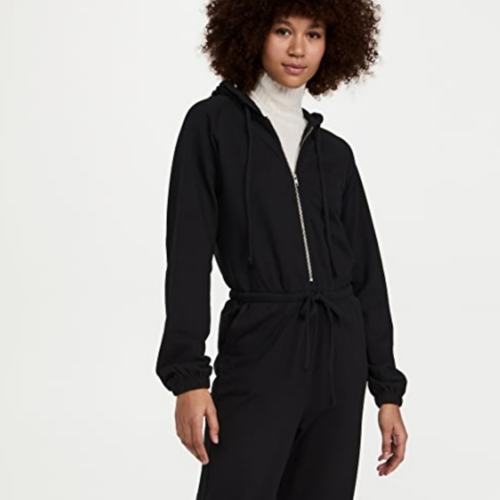 Year Of Ours Sweatshirt Onesie Jumpsuit Hooded Pockets Black Womens Size Small